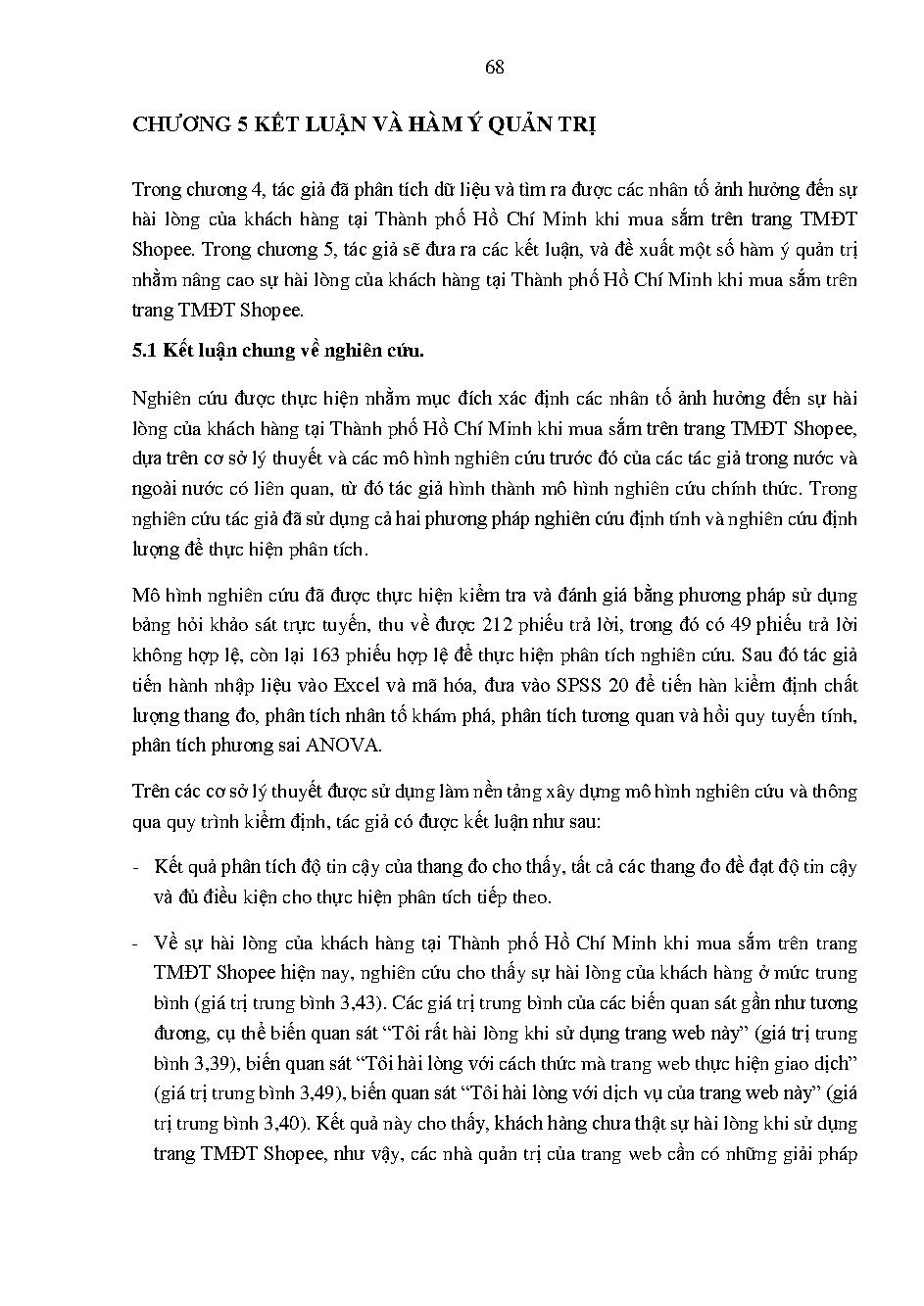 Các nhân tố ảnh hưởng đến sự hài lòng của khách hàng tại thành phố hồ chí minh khi mua sắm trực tuyến trên trang thương mại điện tử Shopee :Khóa luận tốt nghiệp Khoa Quản trị Kinh doanh – Chuyên ngành: Marketing