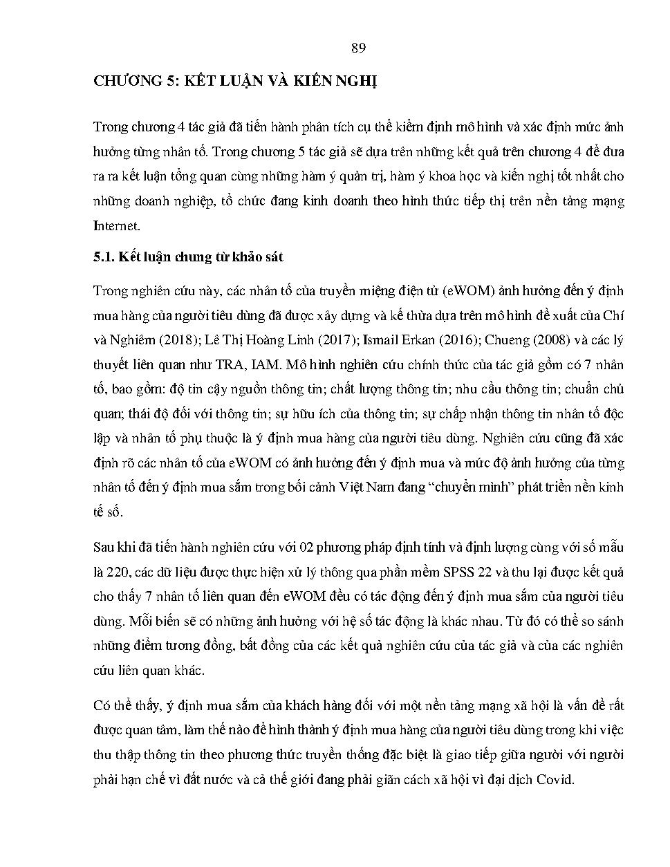 Nghiên cứu sự tác động của truyền miệng điện tử (eWOM) đến ý định mua sắm của người tiêu dùng :Khóa luận tốt nghiệp Khoa Quản trị Kinh doanh – Chuyên ngành: Marketing