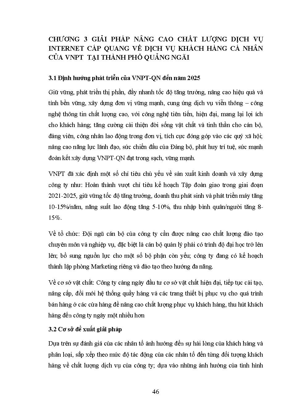 Giải pháp nâng cao chất lượng dịch vụ khách hàng cá nhân về dịch vụ Internet cáp quang VNPT tại Thành phố Quảng Ngãi: Luận văn thạc sĩ - Chuyên ngành: Quản trị Kinh doanh