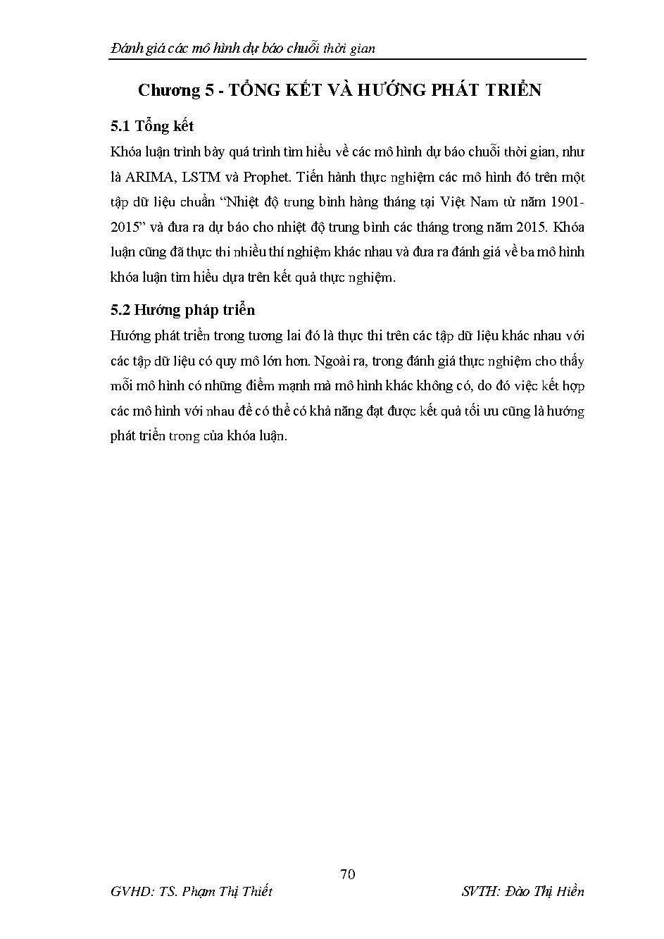 Đánh giá các mô hình dự báo chuỗi thời gian :Khóa luận tốt nghiệp Khoa Công nghệ Thông tin - Chuyên ngành: Khoa học máy tính