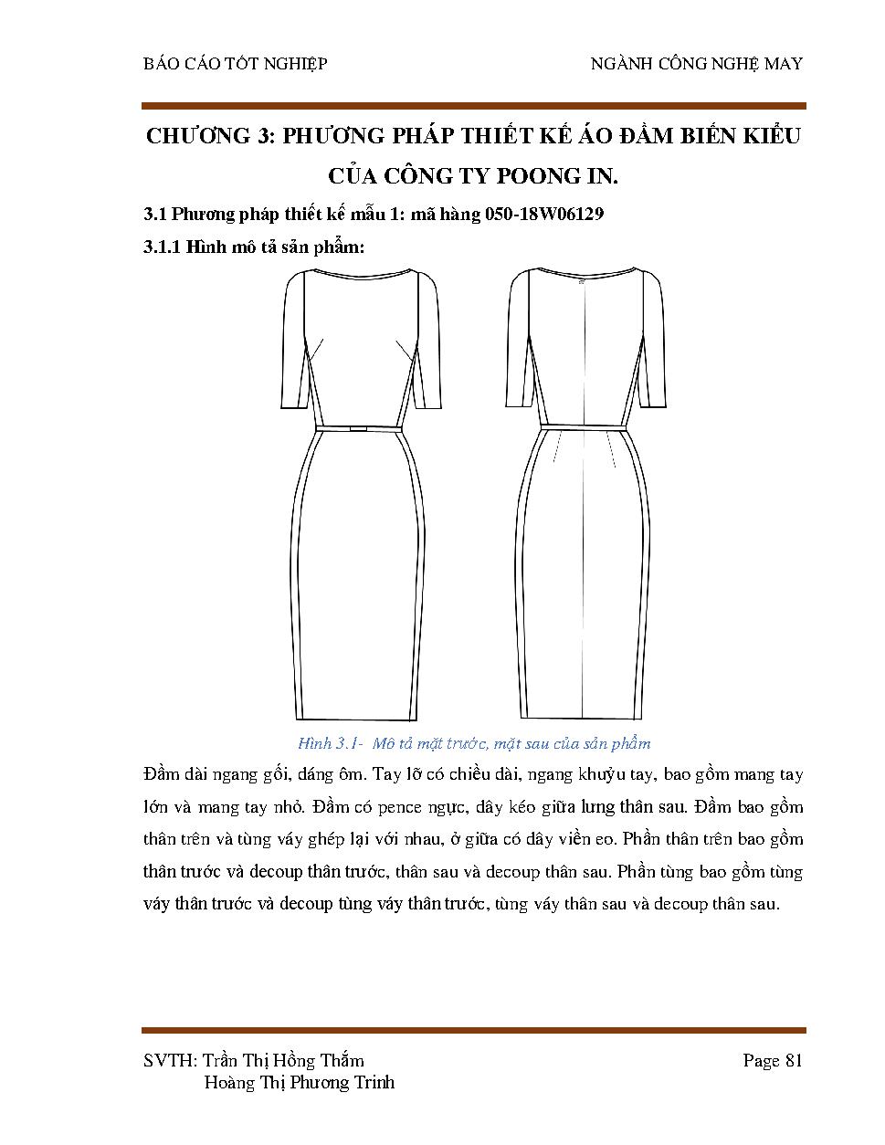 Nghiên cứu phương pháp thiết kế áo đầm tại công ty Poong in: Đồ án tốt nghiệp khoa May thời trang