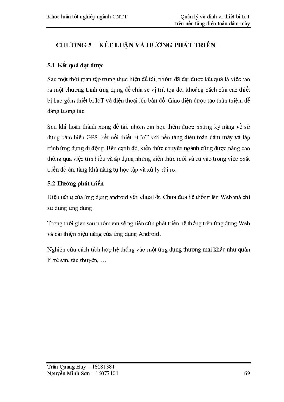 Quản lý và định vị thiết bị IoT dựa vào nền tảng của điện toán đám mây : Khóa luận tốt nghiệp Khoa Công nghệ Thông tin