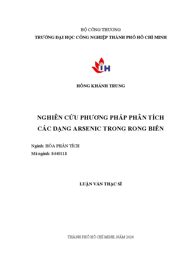 Nghiên cứu phương pháp phân tích các dạng arsenic trong rong biển: Luận văn Thạc sĩ - Chuyên ngành: Hóa phân tích