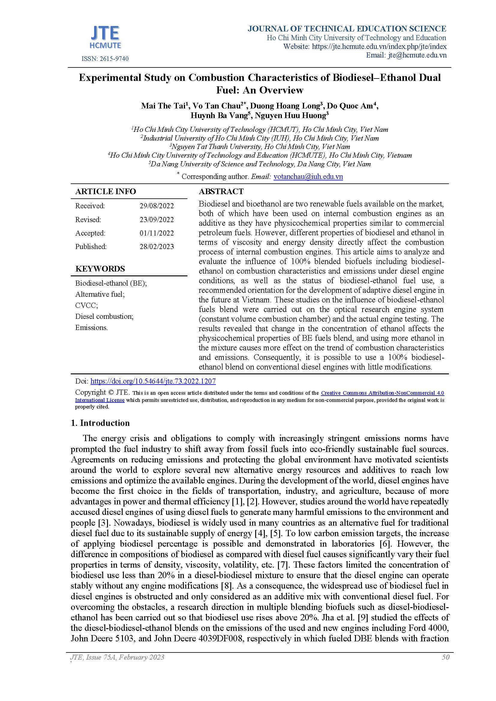 Experimental Study on Combustion Characteristics of Biodiesel–Ethanol Dual Fuel: An Overview