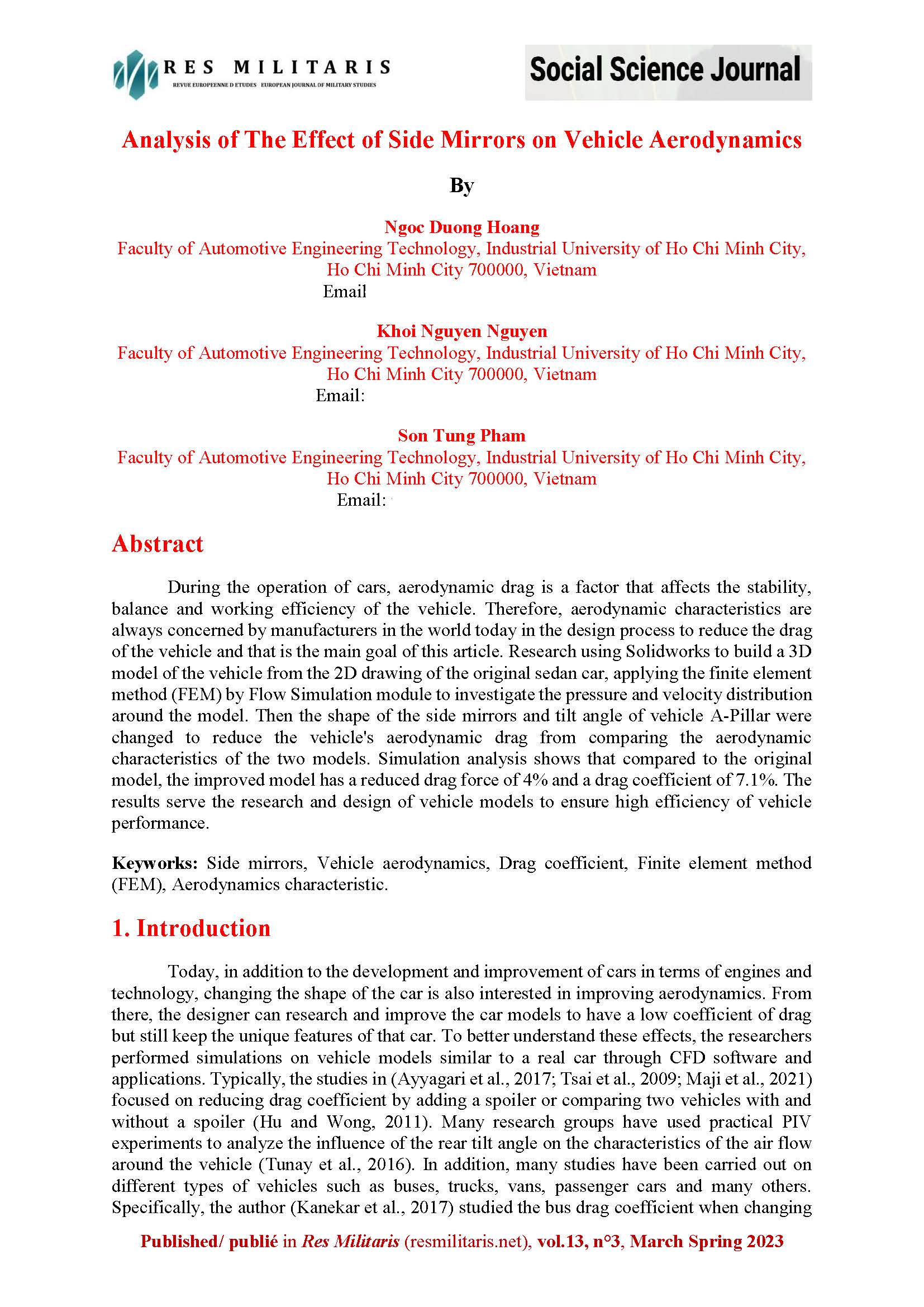 Analysis of The Effect of Side Mirrors on Vehicle Aerodynamics