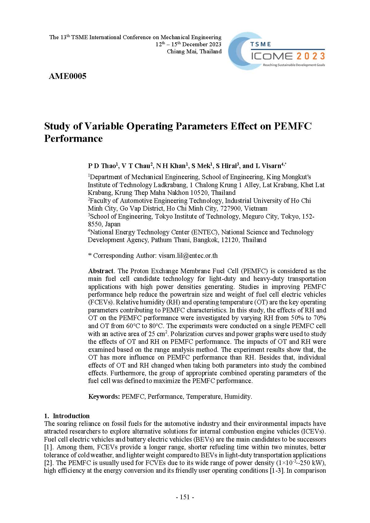 Study of Variable Operating Parameters Effect on PEMFC Performance