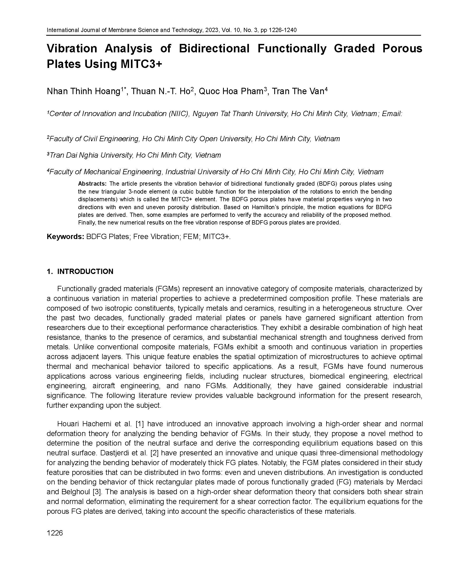 Vibration analysis of bidirectional functionally graded porous plates using mitc3+