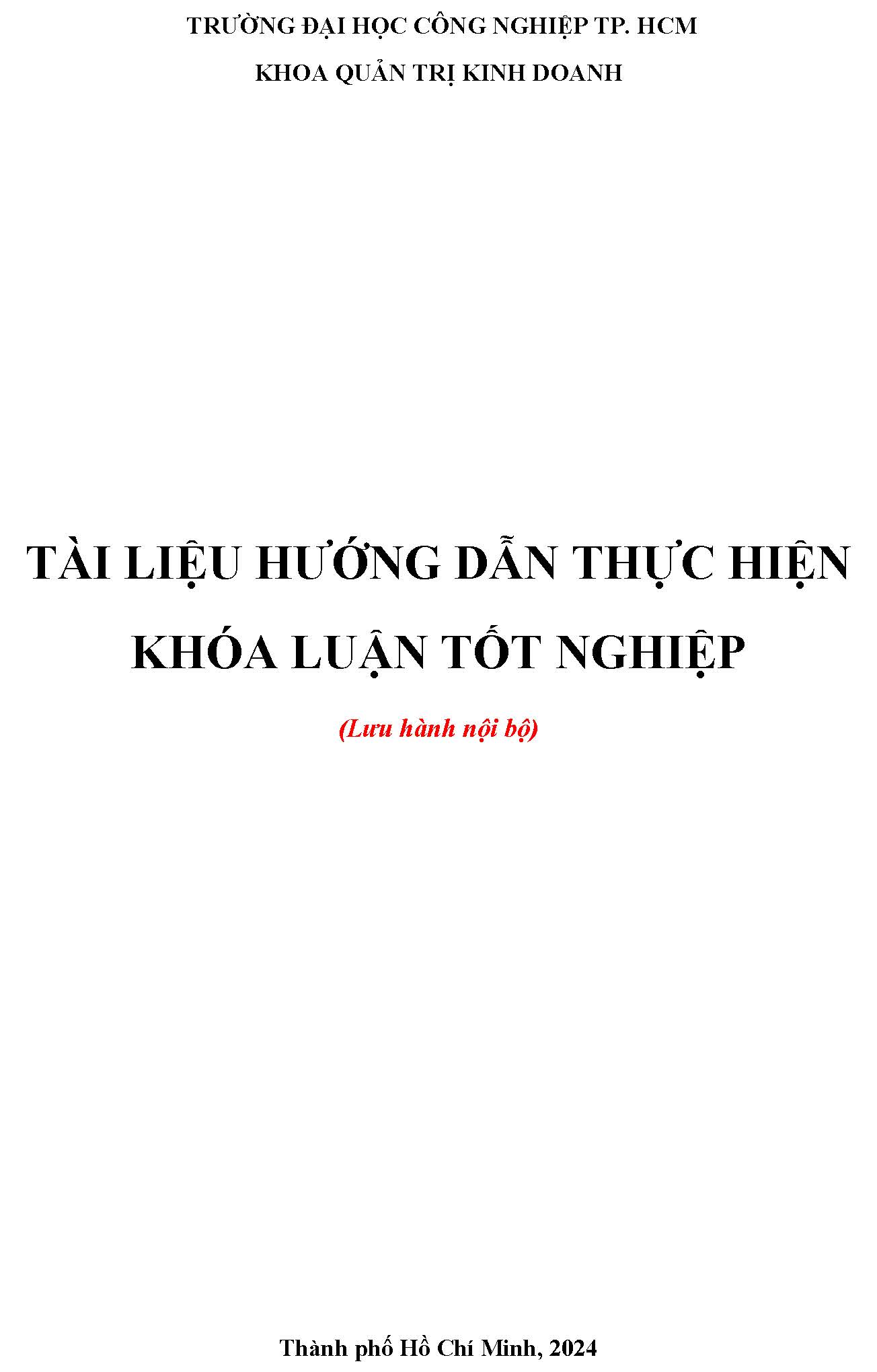 Tài liệu hướng dẫn thực hiện khóa luận tốt nghiệp: Lưu hành nội bộ