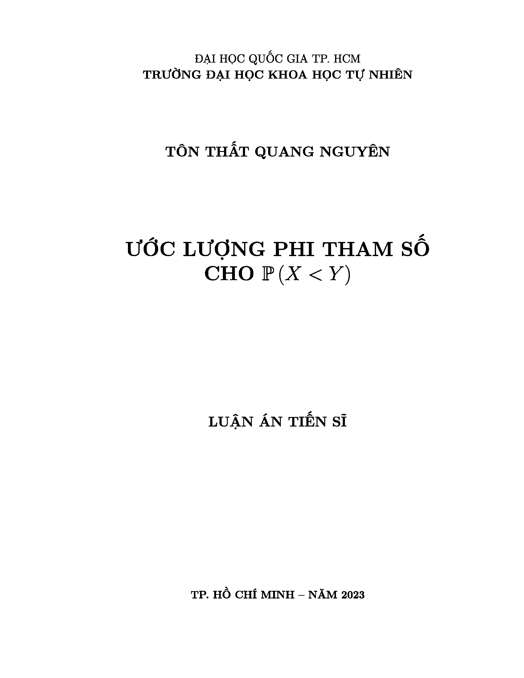 Ước lượng phi tham số cho P(XY): Luận án Tiến sĩ - Chuyên ngành: Lý thuyết xác suất và thống kê toán học