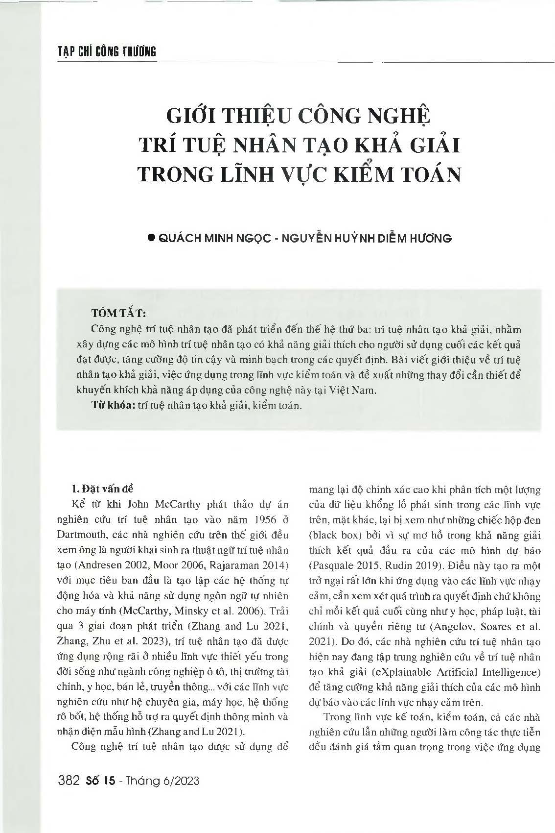 Giới thiệu công nghệ trí tuệ nhân tạo khả giải trong lĩnh vực kiểm toán