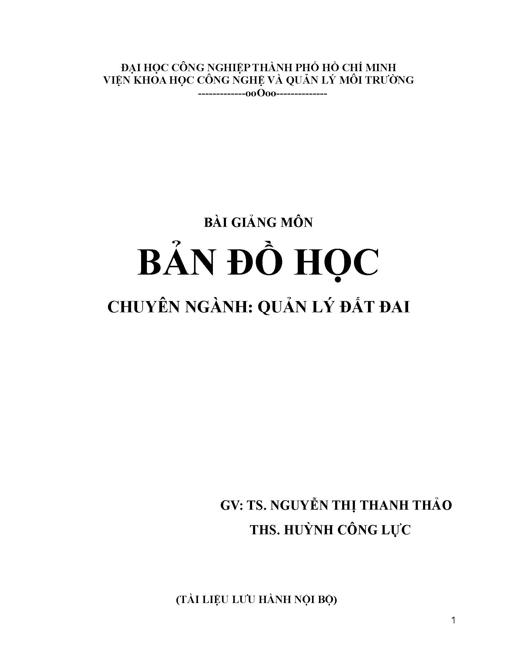 Bài giảng môn bản đồ học