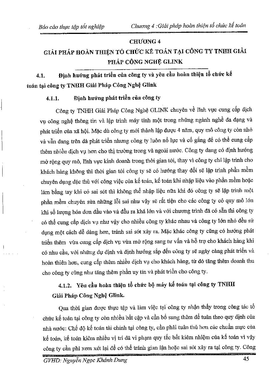 Hoàn thiện tổ chức kế toán tại Công ty TNHH giải pháp công nghệ GLINK :Khóa luận tốt nghiệp Khoa Kế toán - Kiểm toán