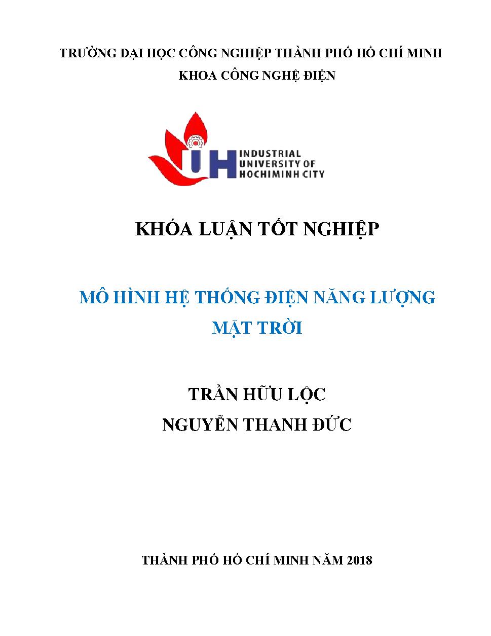 Mô hình hệ thống điện năng lượng mặt trời :Khóa luận tốt nghiệp khoa Công nghệ Điện