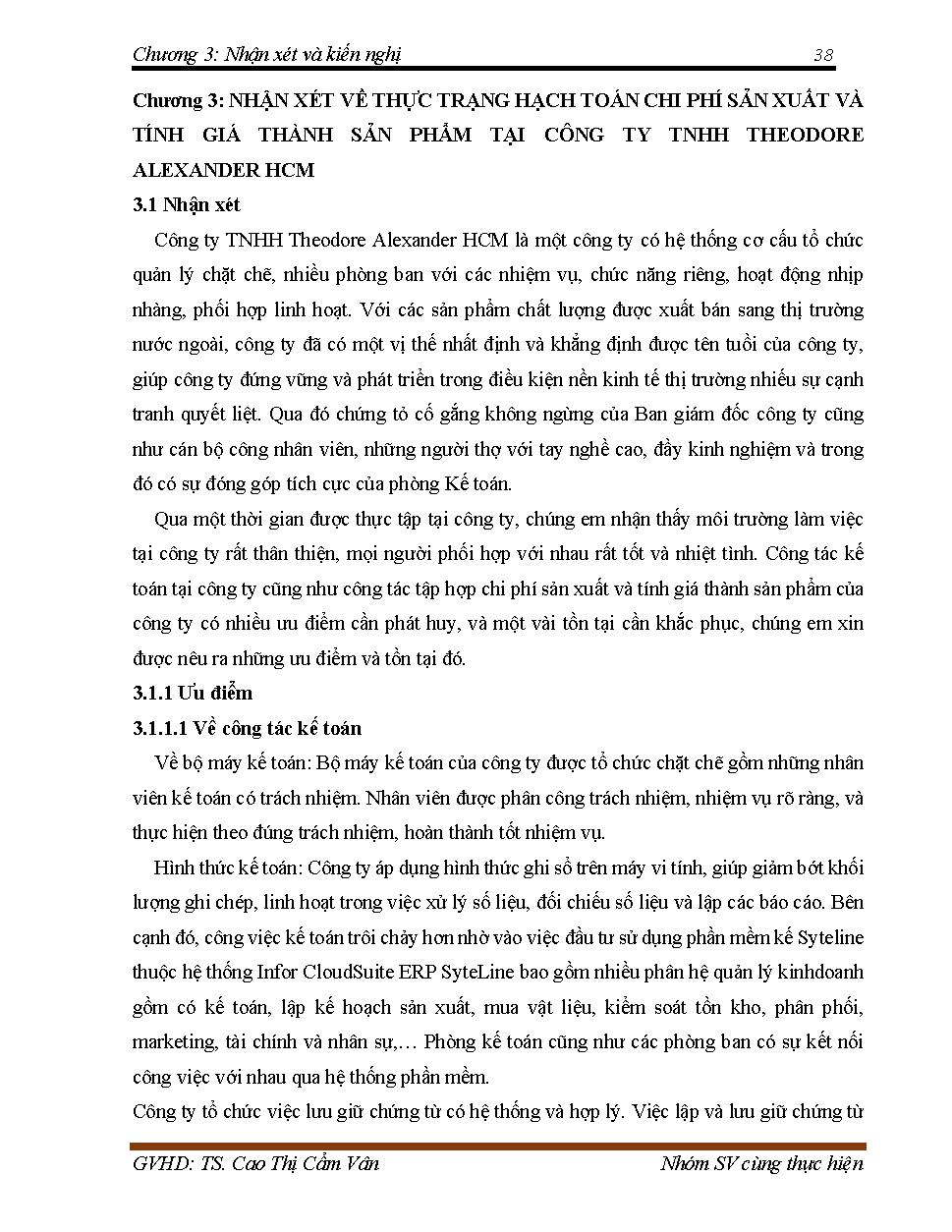 Hoàn thiện hệ thống kế toán chi phí sản xuất và tính giá thành sản phẩm tại Công ty TNHH Theodore Alexander HCM :Khóa luận tốt nghiệp khoa Kế toán - Kiểm toán