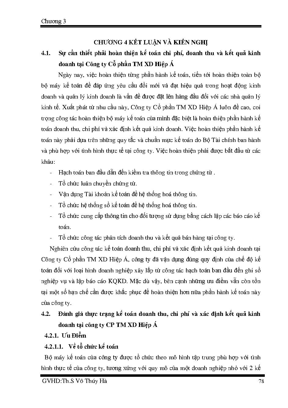 Hoàn thiện kế toán doanh thu, chi phí và xác định kết quả hoạt động kinh doanh tại Công ty CP TM XD Hiệp Á :Khóa luận tốt nghiệp Khoa Kế toán - Kiểm toán