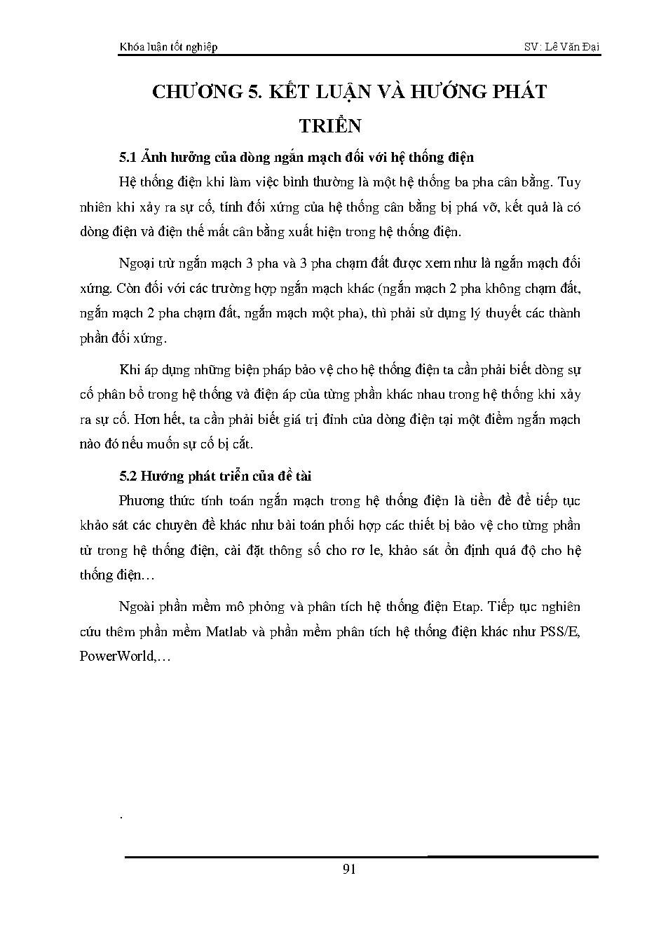 Tính toán phân tích ngắn mạch trong hệ thống điện sử dụng phần mềm ETAP :Khóa luận tốt nghiệp Khoa Công nghệ Điện