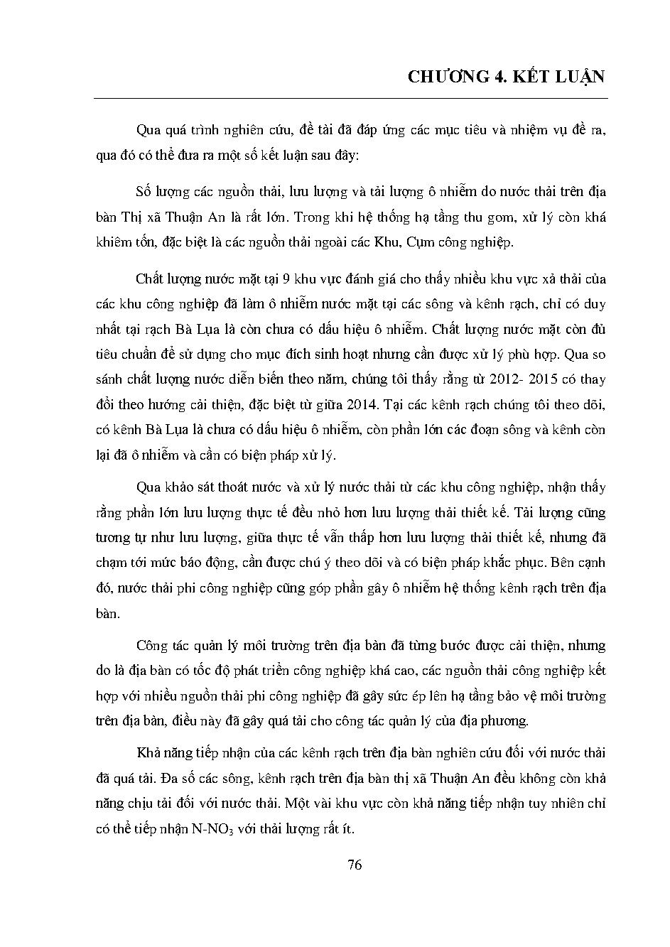 Đánh giá tác động của các nguồn thải đến chất lượng nước mặt trên địa bàn Thị xã Thuận An và giải pháp đề xuất: Luận văn Thạc sĩ - Chuyên ngành: Quản lý Tài nguyên và Môi trường