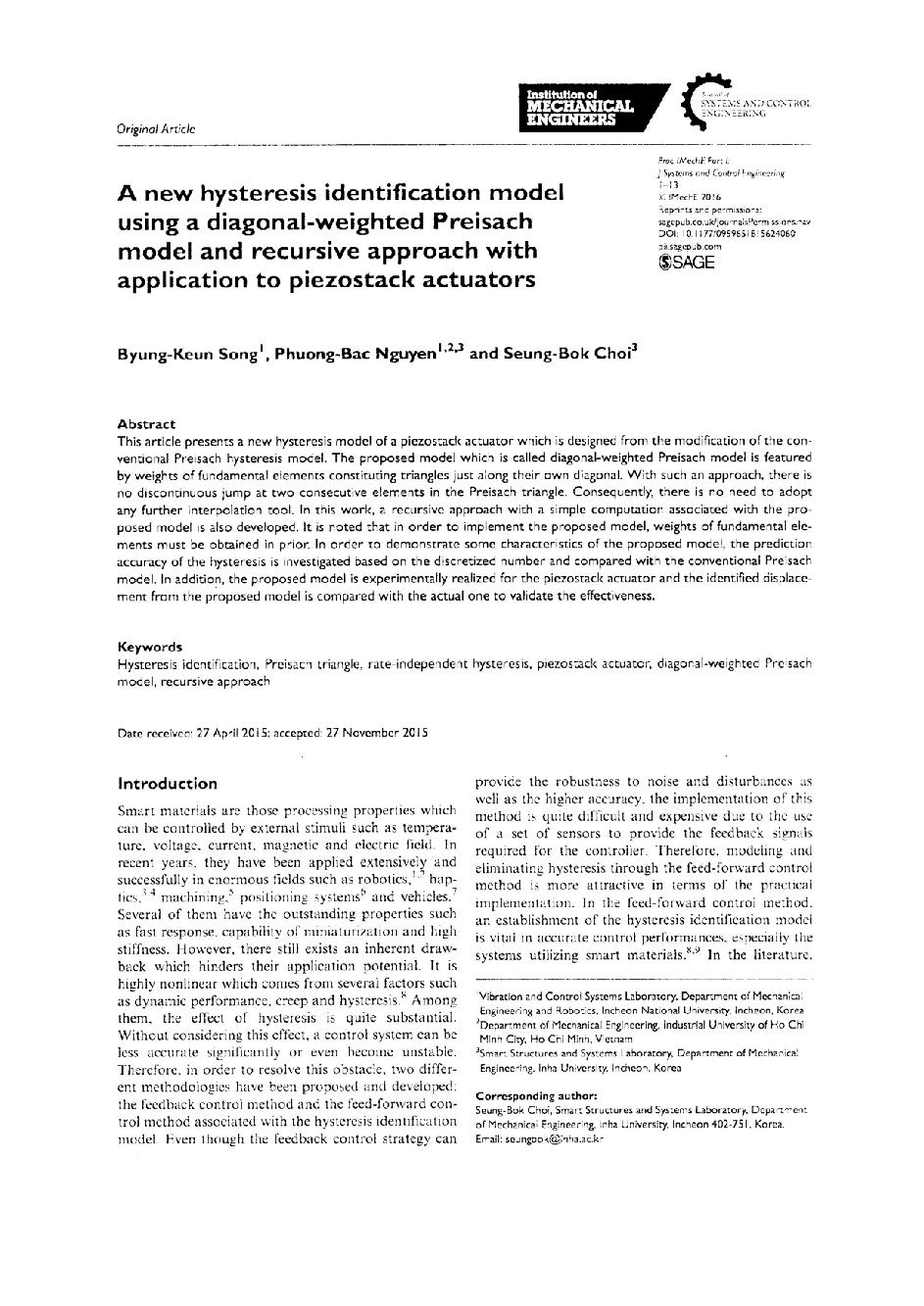 A new hysteresis identification model using a diagonal-weighted Preisach model and recursive approach with application to piezostack actuator