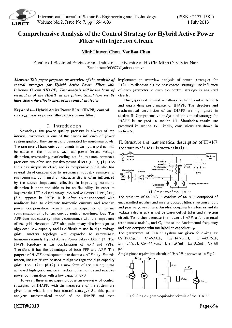 Comprehensive analysis of the control strategy for hybrid active power filter with injection circuit