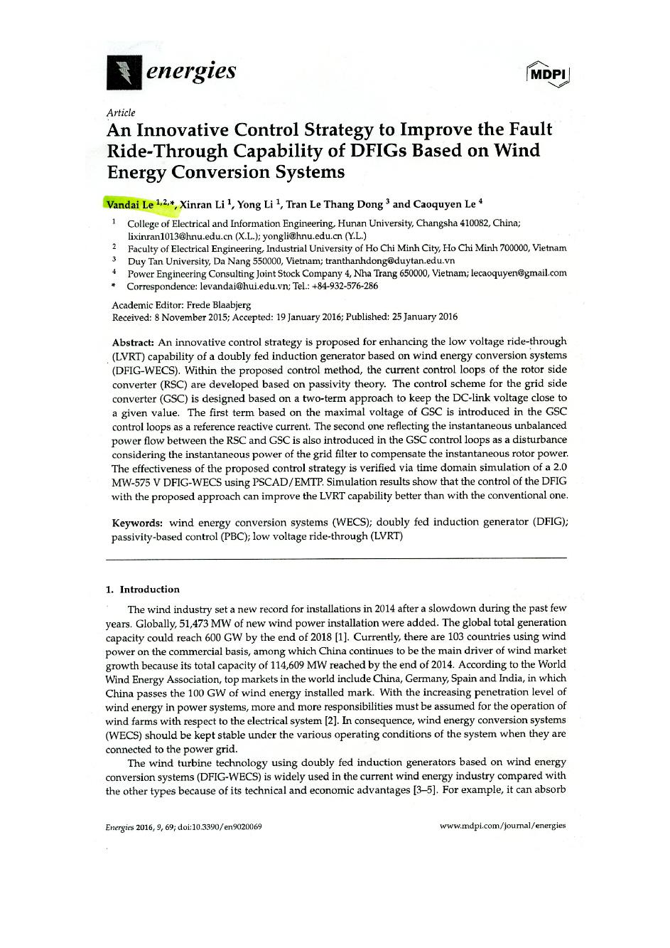 An innovative control strategy to Improve the Fault Ride-Through Capability of DFIGs Based on Wind Energy Conversion Systems