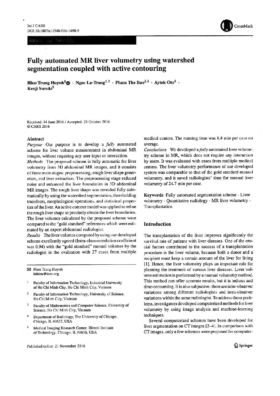 Fully automated MR liver volumetry using watershed segmentation coupled with active contouring