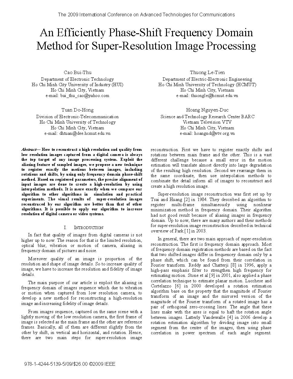 An efficiently phase-shift frequency domain method for super-resolution image processing