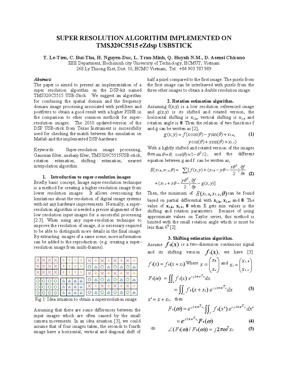 Super resolution algorithm implemented on TMS320C5515 eXdsp USBSTICK