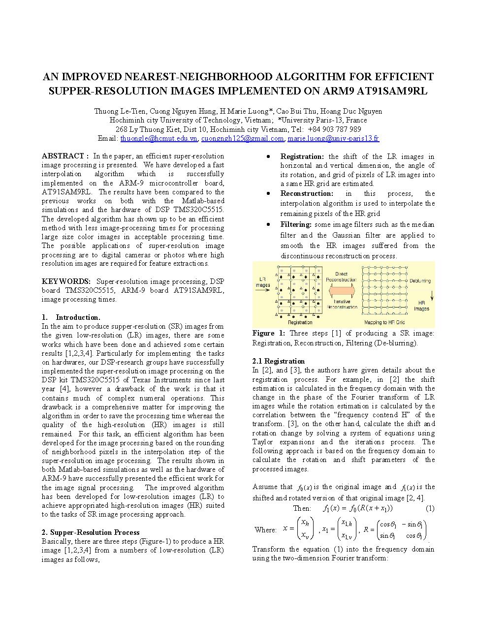 An improved nearest-neighborhood algorithm for efficient supper-resolution images implemented on ARM9 AT91SAM9RL