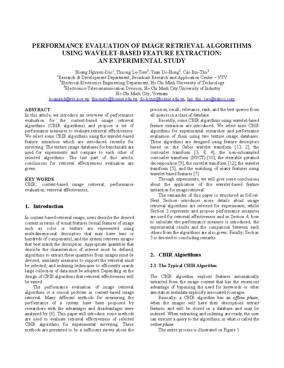 Performance evaluation of image retrieval algorithms using wavelet-based feature extraction:an experimental study