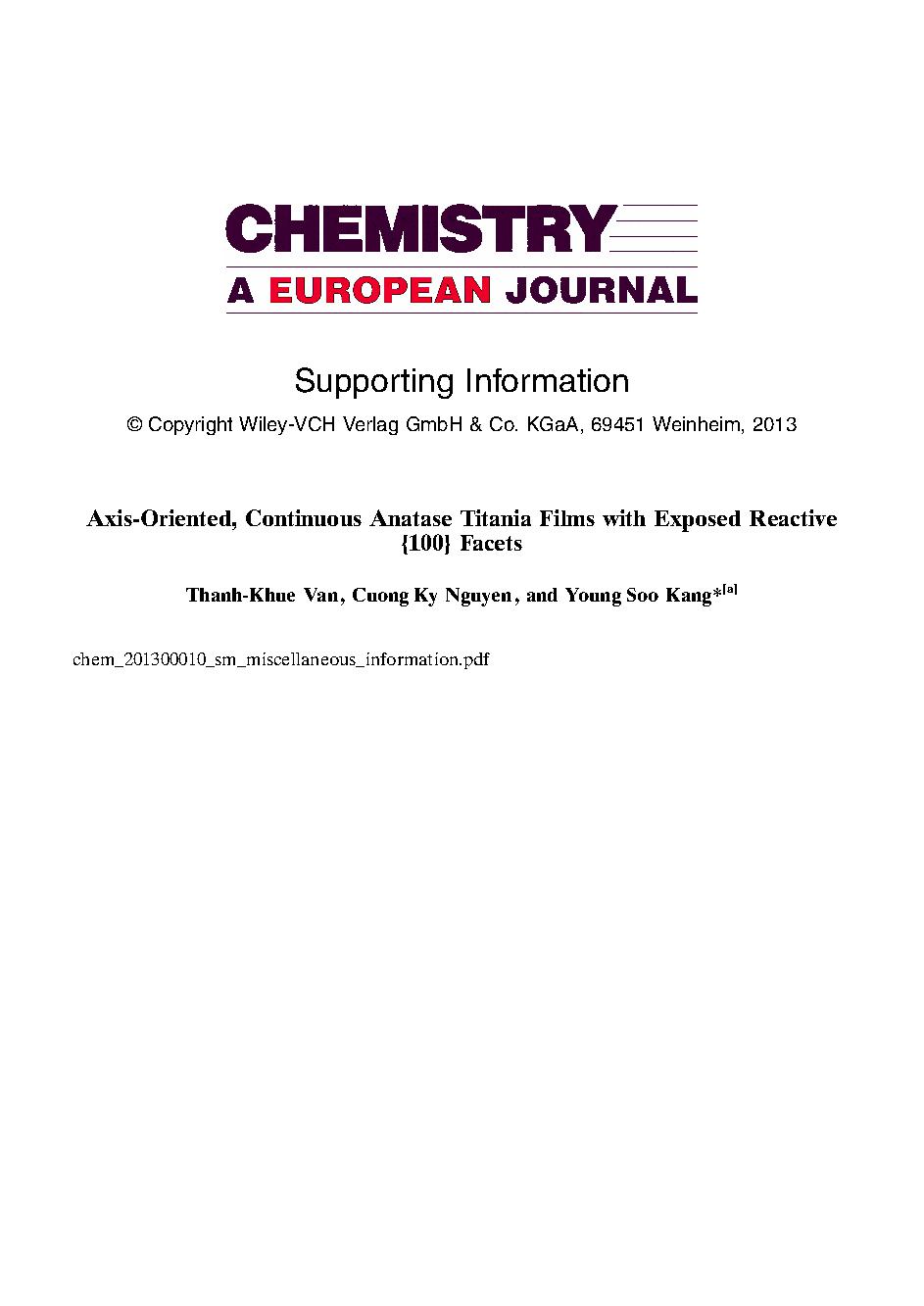 Axis-oriented, continuous anatase titania films with exposed reactive {100}facets